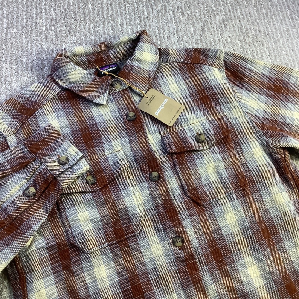 Patagonia Womens Fjord Loft Overshirt Jacket Plaid Organic Cotton Size XS NWT